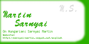 martin sarnyai business card